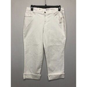 NWT Style & Co Women Curvy Capri Mid Rise Jeans Size 14 White Denim B268 -9